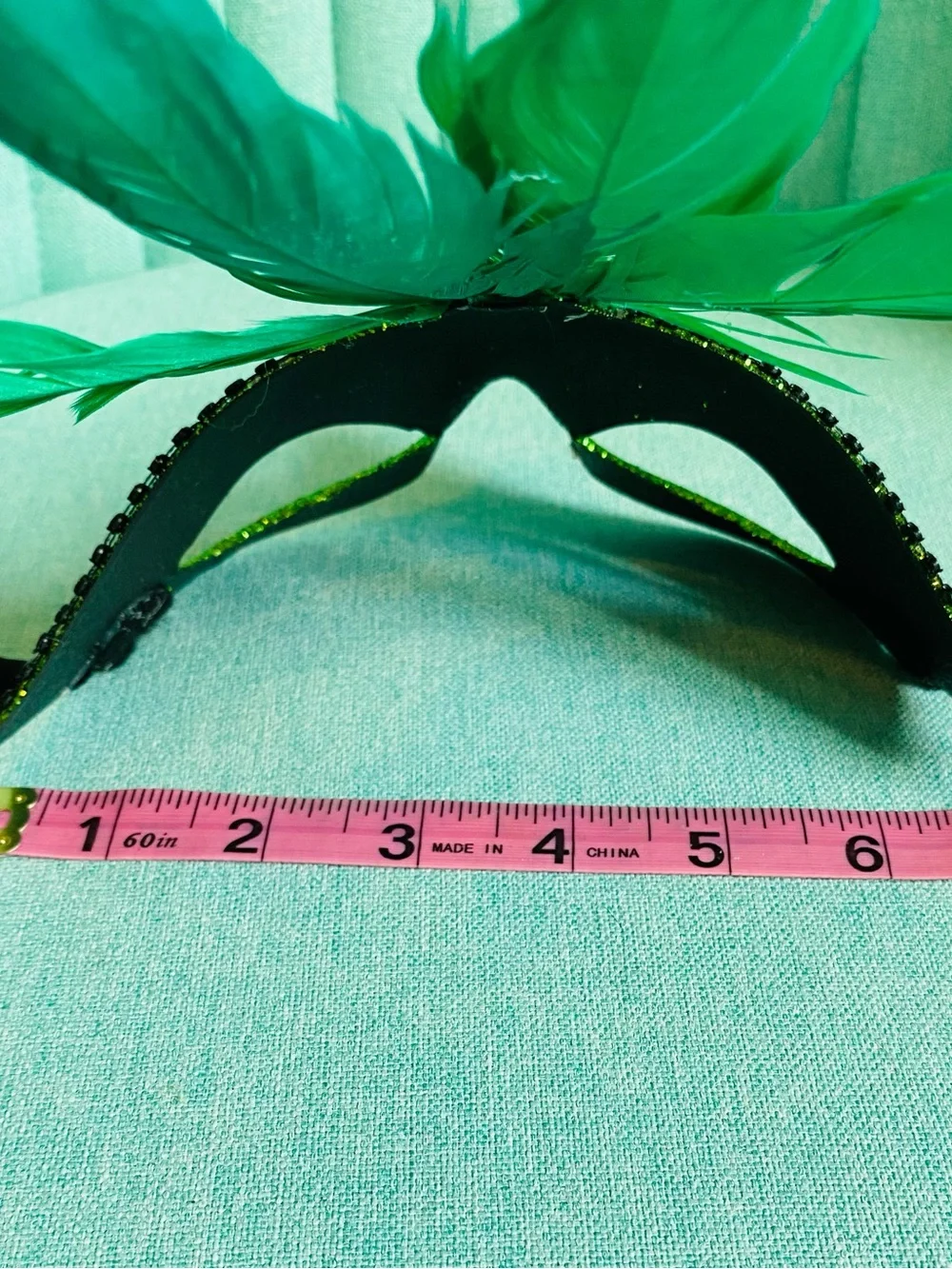 Green Feathered Masquerade Mask